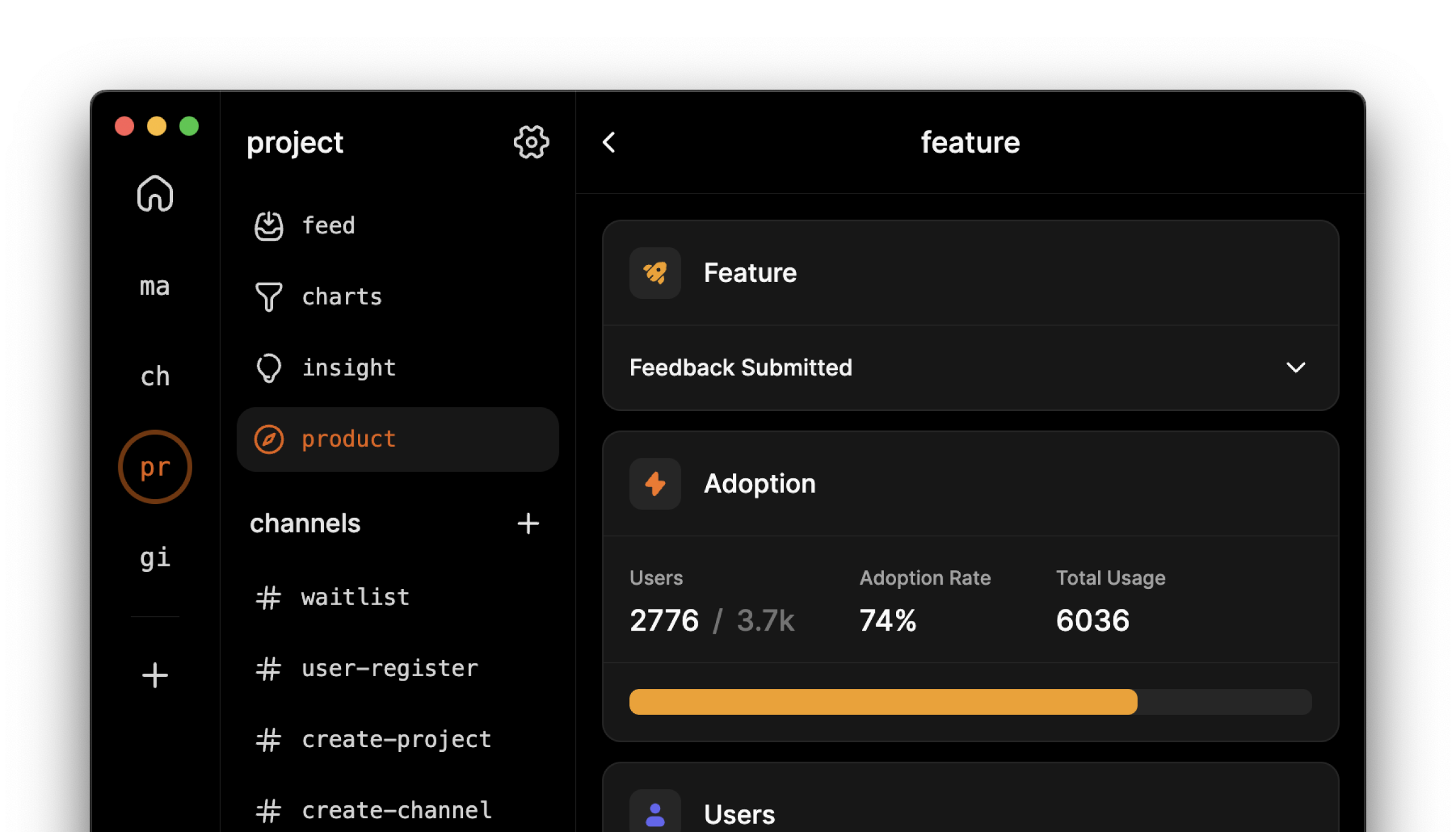 LogSnag Desktop Insights Screenshot