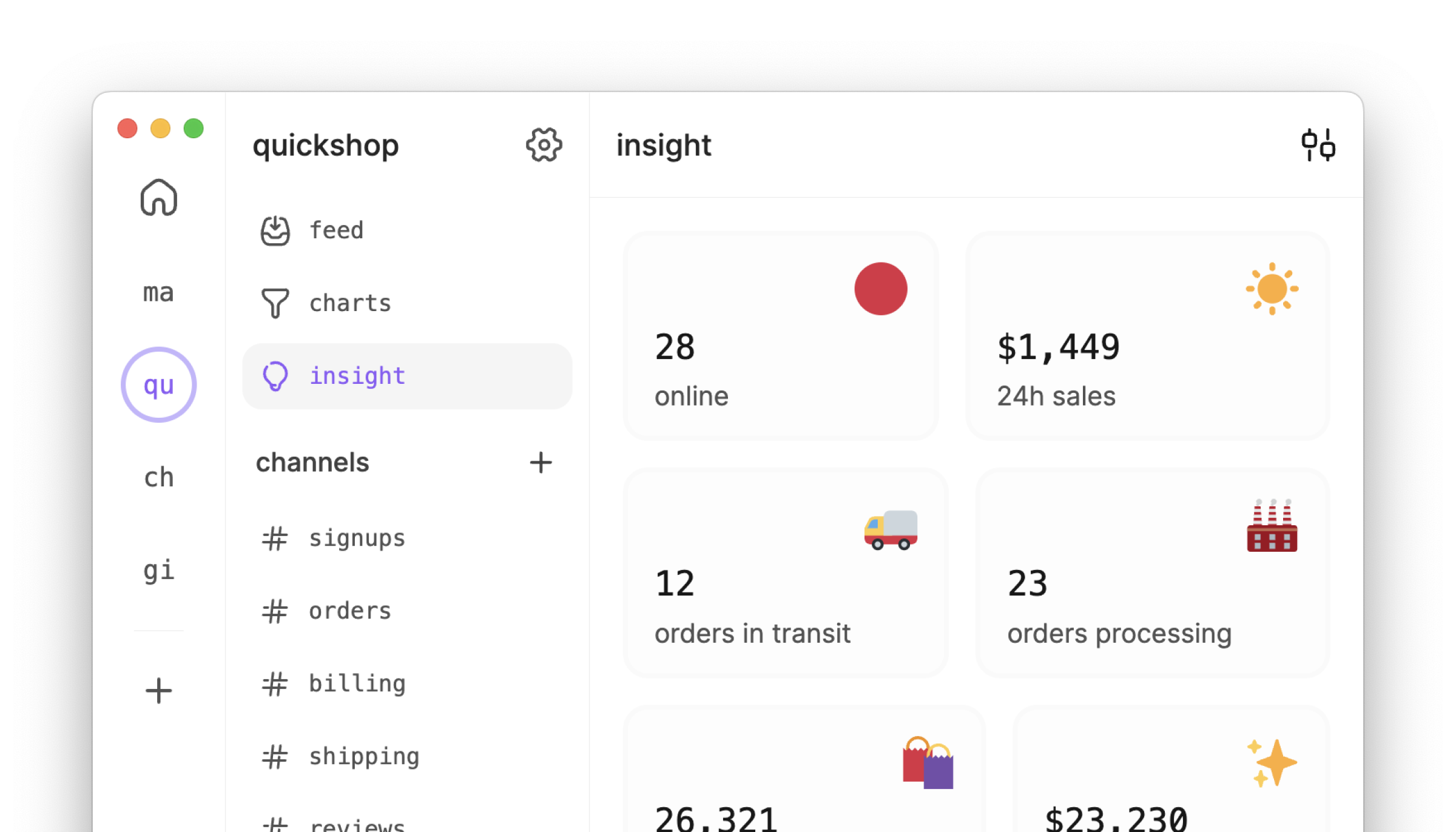 LogSnag Desktop Insights Screenshot