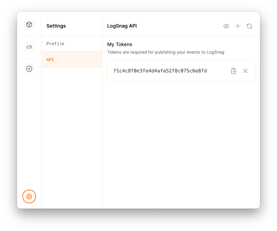 Copy your LogSnag API Token
