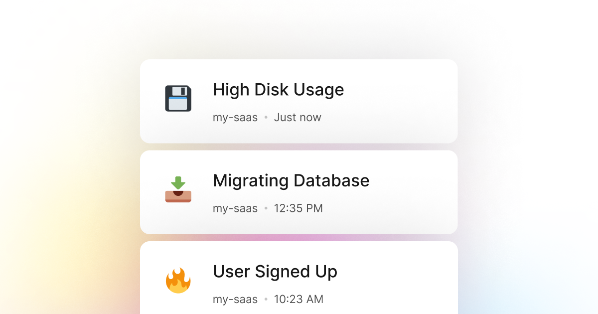 LogSnag makes it easy to track your NodeJs application and monitor when it is experiencing high disk usage.