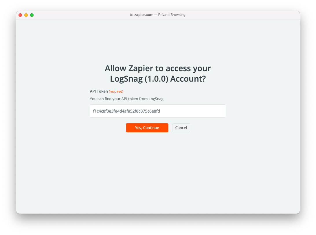 Authenticate Zapier with LogSnag